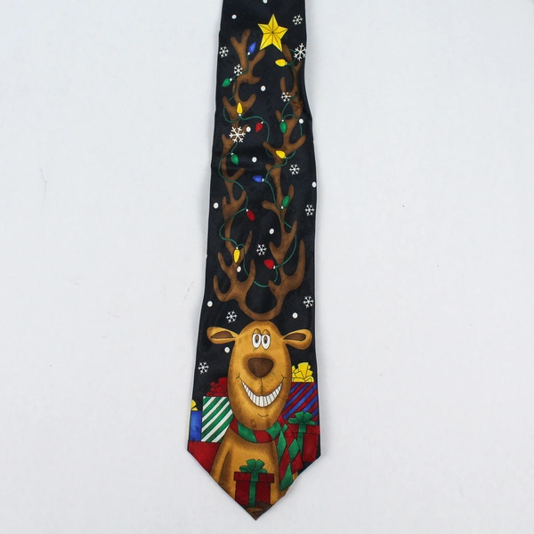 MMG Hallmark Yule Tie Greetings Christmas Reindeer Necktie 57"