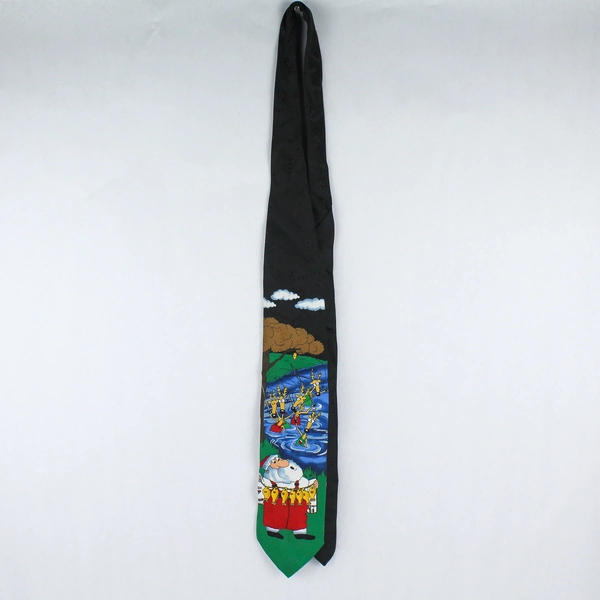 MMG Hallmark Yule Tie Greetings Fishing Santa and Reindeer Christmas Necktie 55"