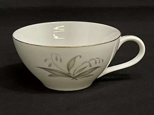 Vintage Kason Fine China Cup Golden Rhapsody Pattern 1961 Gilded Gray Leaves