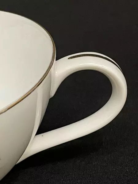 Vintage Kason Fine China Cup Golden Rhapsody Pattern 1961 Gilded Gray Leaves