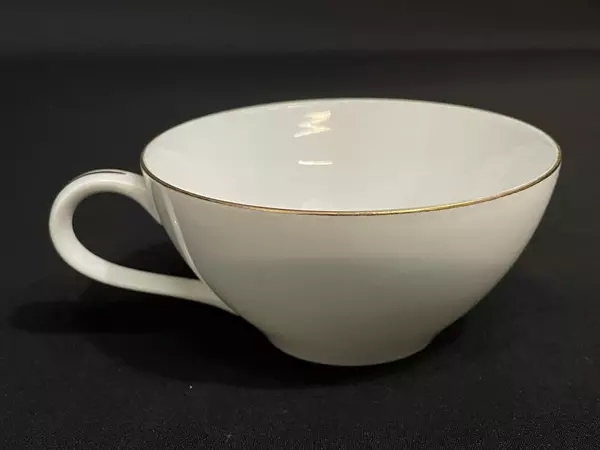 Vintage Kason Fine China Cup Golden Rhapsody Pattern 1961 Gilded Gray Leaves