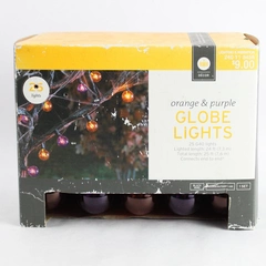 Target 25 Orange & Purple Globe Light Set 25' Indoor/Outdoor Decor Black Cord