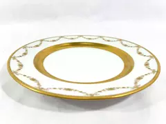 Vtg Wilhelm & Deosenyl 10.5" Porcelain Dinner Plate Gold Trim Garland Design