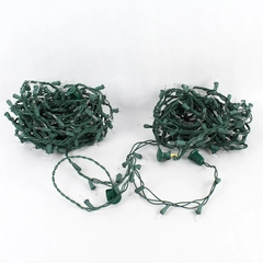 Lot of 2 Christmas String Lights TS-66 Warm White w/ Green Cord Holiday Decor