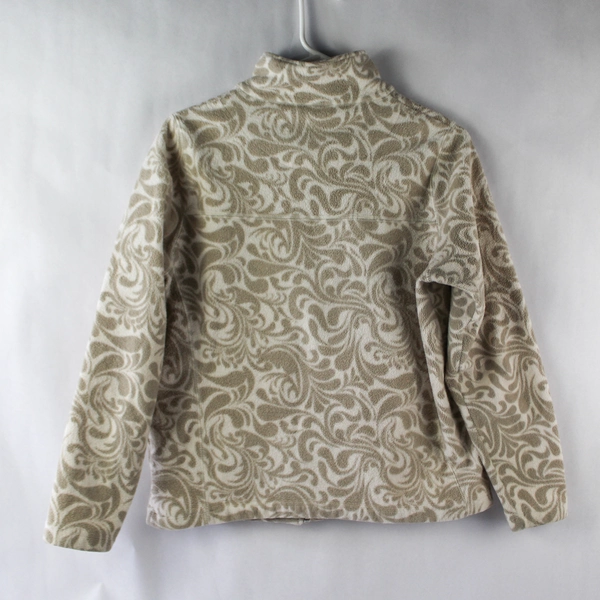 Cabela's Women's Fleece Jacket Large White Taupe Paisley Long Sleeve