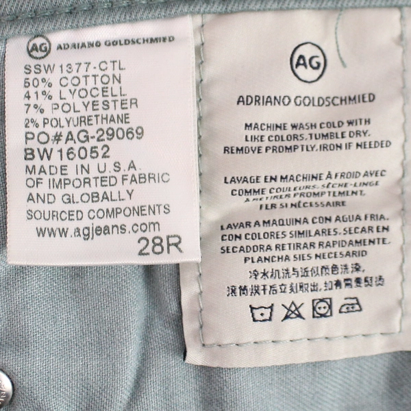 Adriano Goldschmied Stevie Ankle Green Cotton Blend Jeans Women's Size 28R