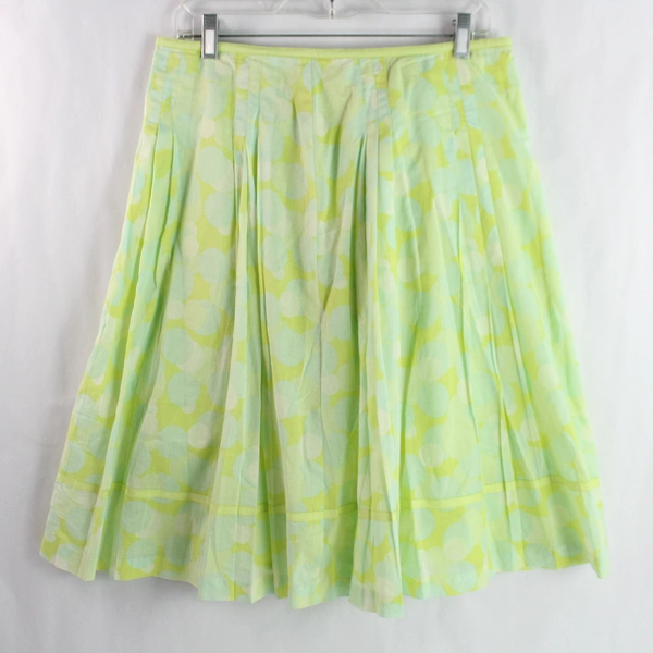 Liz Claiborn Neon Green Polka Dot Pattern Cotton Midi Skirt Women's Size 10