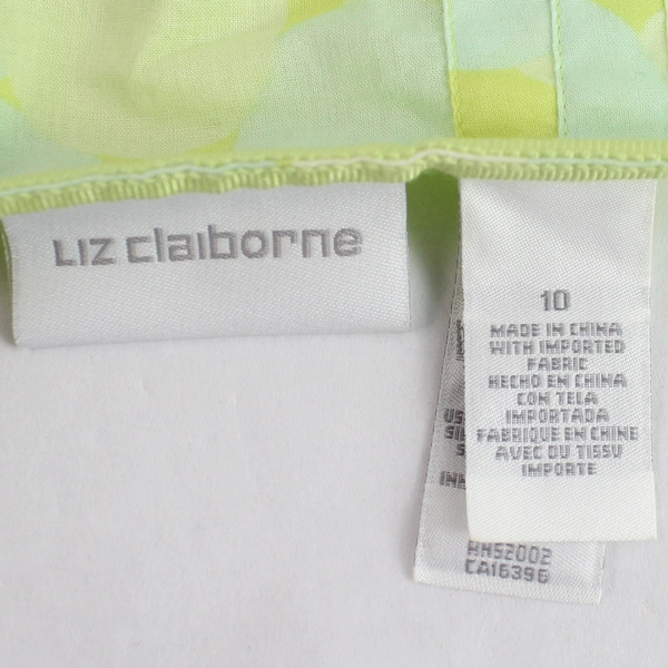 Liz Claiborn Neon Green Polka Dot Pattern Cotton Midi Skirt Women's Size 10