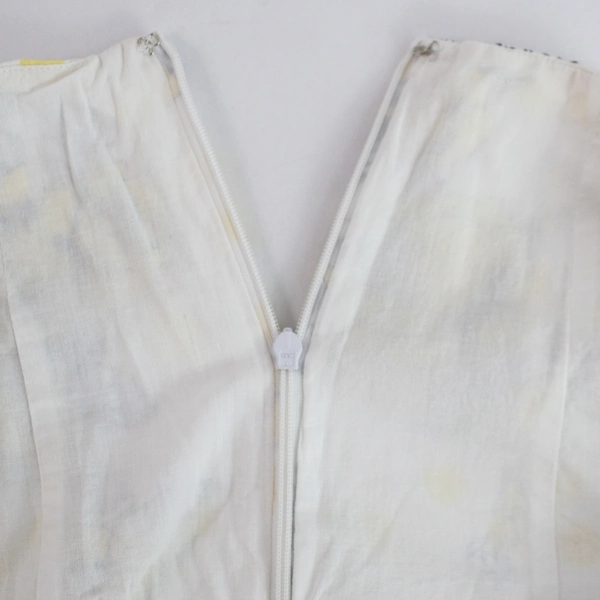Chadwick's White Yellow Navy Floral Pattern Pleated Midi Skirt Women's Size 12