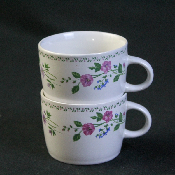Lot of 2 Vintage Farberware English Garden Stoneware Coffee Cups 225