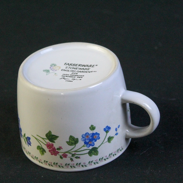 Lot of 2 Vintage Farberware English Garden Stoneware Coffee Cups 225