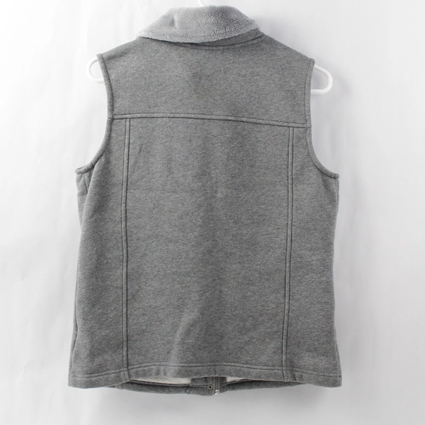 Croft & Barrow Women's Grey Sweatshirt Vest Fleece Faux Fur Collar Lining Size S