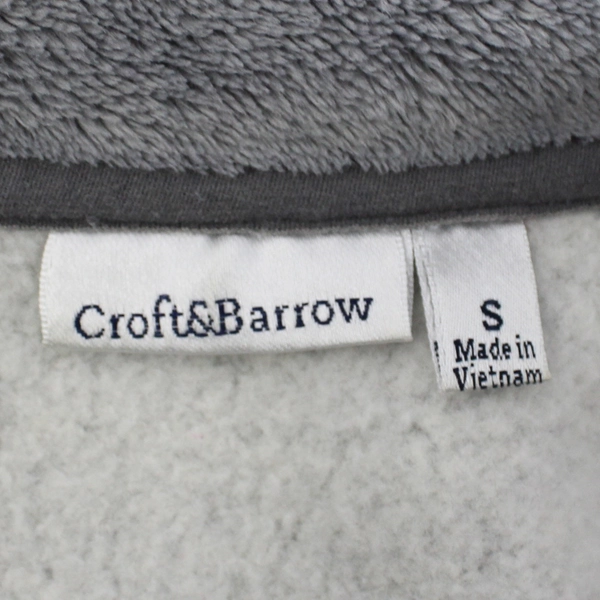 Croft & Barrow Women's Grey Sweatshirt Vest Fleece Faux Fur Collar Lining Size S