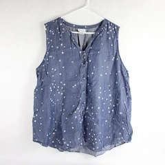 Liz Claiborne Women's Blue Stars Sleeveless Button Up Front Patriotic Size XXL
