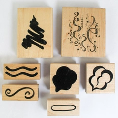 Lot of 7 Pre-Owned Mounted Rubber Stamps JRL Design D.O.T.S.  Creations
