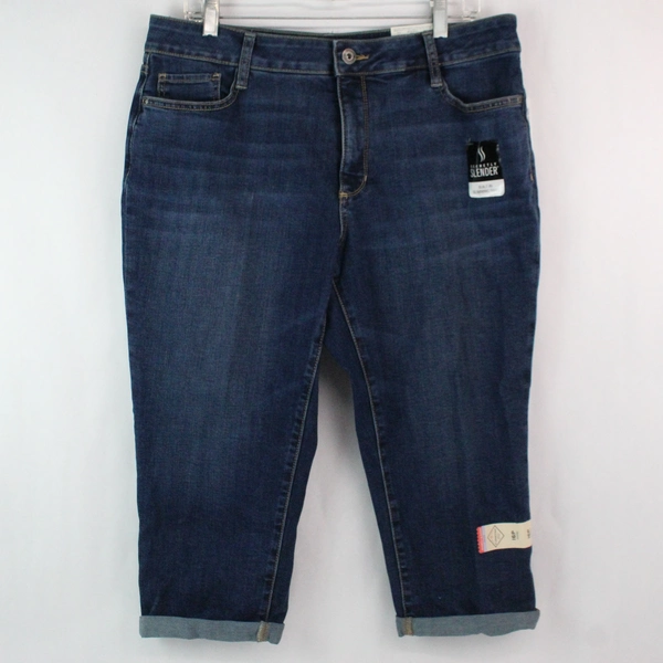 St. John's Bay Women's Blue Secretly Slender Capri Jeans 20" Inseam Size 16P