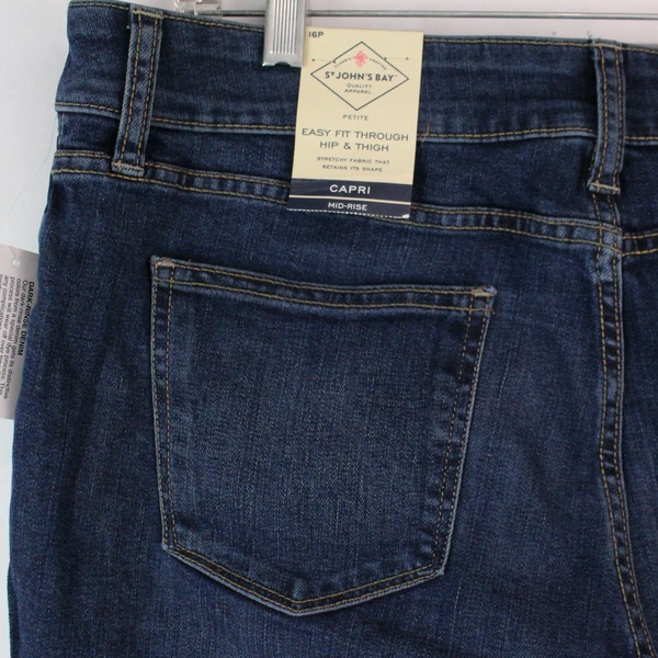 St. John's Bay Women's Blue Secretly Slender Capri Jeans 20" Inseam Size 16P