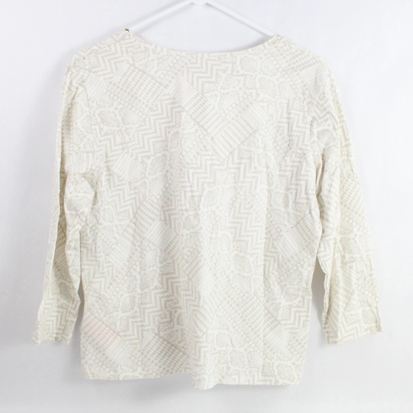 Hearts Of Palm Petite Women's Shirt Top Studs Brown Beige Size PL 3/4 Sleeves