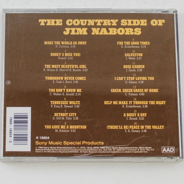 The Country Side Of Jim Nabors CD 1994 Sony Music Entertainment Good Condition