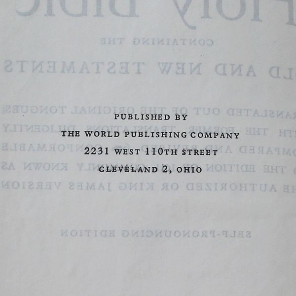 Holy Bible Illustrated The World Publishing Co. Inscribed Claudia Archibald