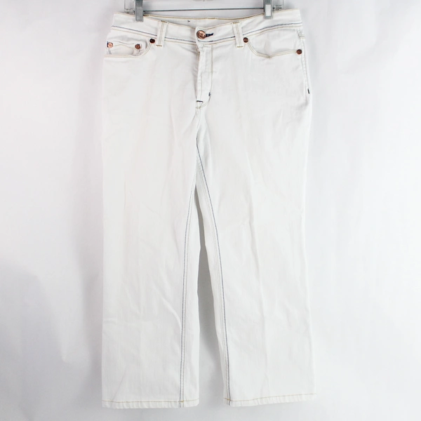 MU Premium Women's Size 12 White Embroidered Detail Straight Leg Style Pants