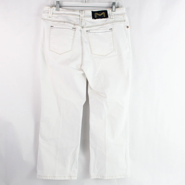 MU Premium Women's Size 12 White Embroidered Detail Straight Leg Style Pants