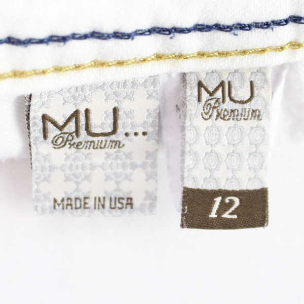 MU Premium Women's Size 12 White Embroidered Detail Straight Leg Style Pants