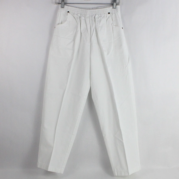 American Sweetheart Women's White Denim 100% Cotton Elastic Waist Pants Size 8P