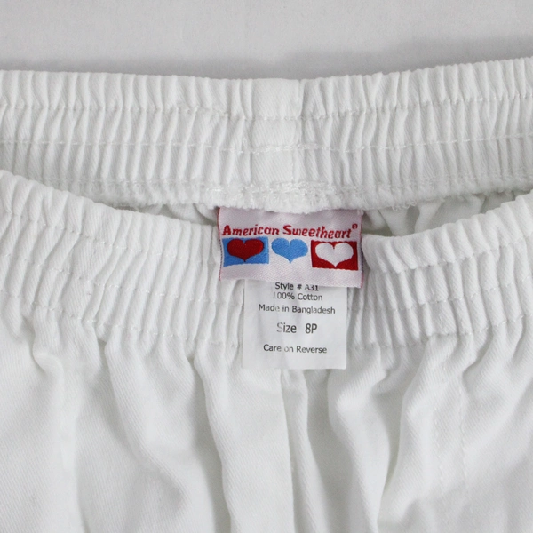 American Sweetheart Women's White Denim 100% Cotton Elastic Waist Pants Size 8P