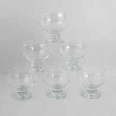 Set of 6 Simple Clear Glass Unbranded Dessert Bowls 4" Diameter
