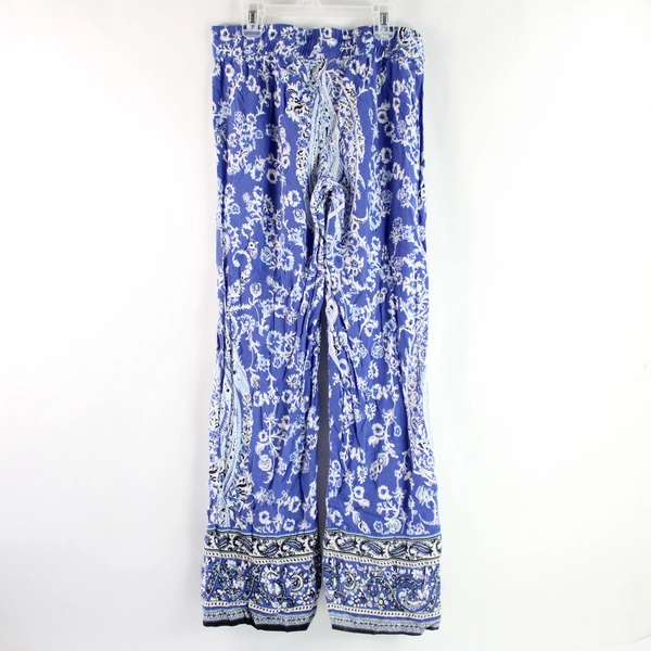 Rose & Rhyme Blue Floral and Paisley Patterned Lounge Pants Women's Size Medium