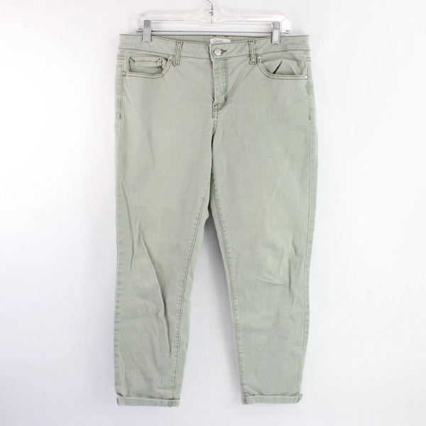 Jessica Simpson Rolled Crop Skinny Green Jeans Women's Size 12/31