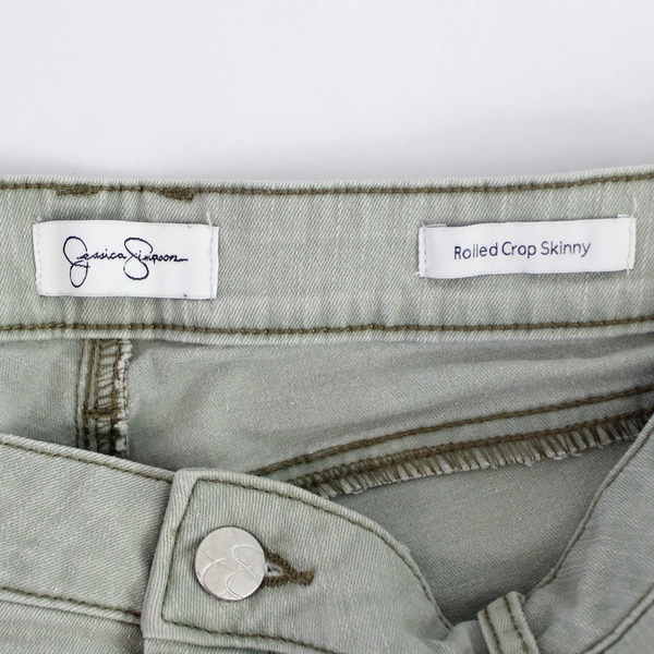 Jessica Simpson Rolled Crop Skinny Green Jeans Women's Size 12/31