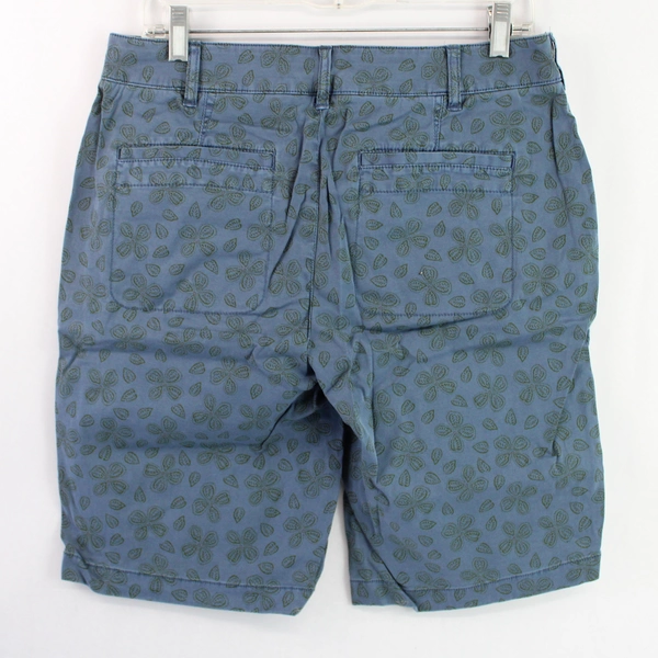 Orvis Blue Leaf Patterned Cotton Bermuda Shorts Women's Size 10