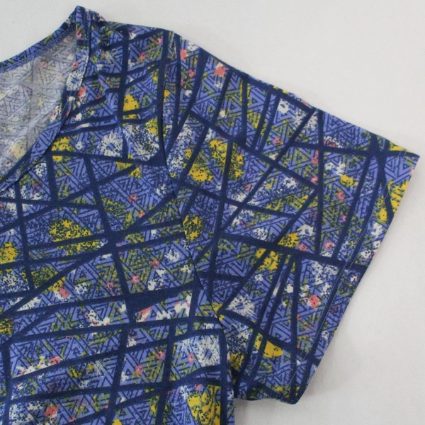 LuLaRoe Women's Blue Short Sleeve Tunic Length Round Hi-Low Hem Shirt Size L