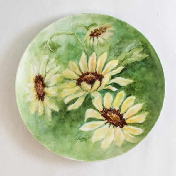 Sunflower Pauline 2013 Floral Hand Painted Plate Decor Essence Culinary Arts