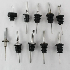 Lot of 10 Varying Stainless Steel Plastic Drink Spouts/Pourers for Bartending