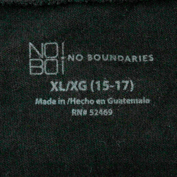 No Boundaries Black Long Sleeve Scoop Neck Semi Fitted Shirt Junior's XL 15-17