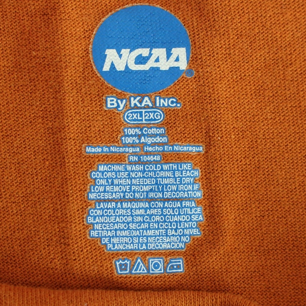 NCAA Burnt Orange Short-Sleeved Cotton T-Shirt Men's Size 2XL
