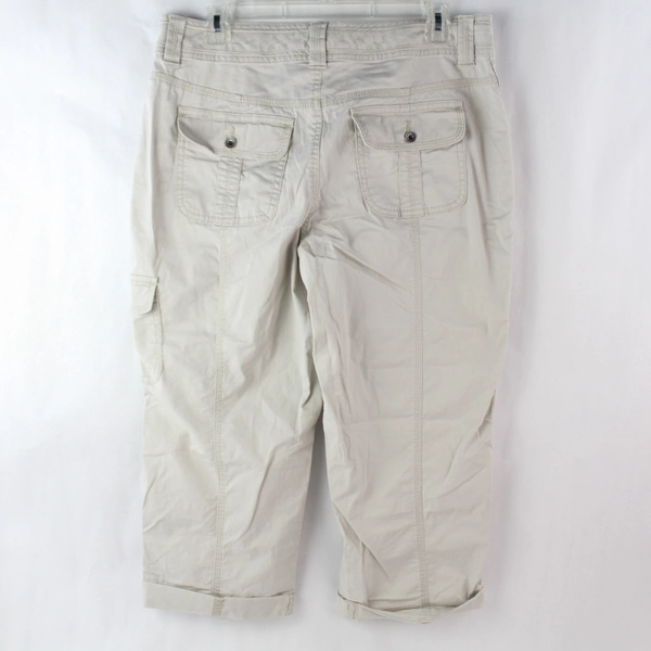 Style & Co Women's Light Gray Capri Cargo Style Cuffed Pants Sz 8 Cotton Blend