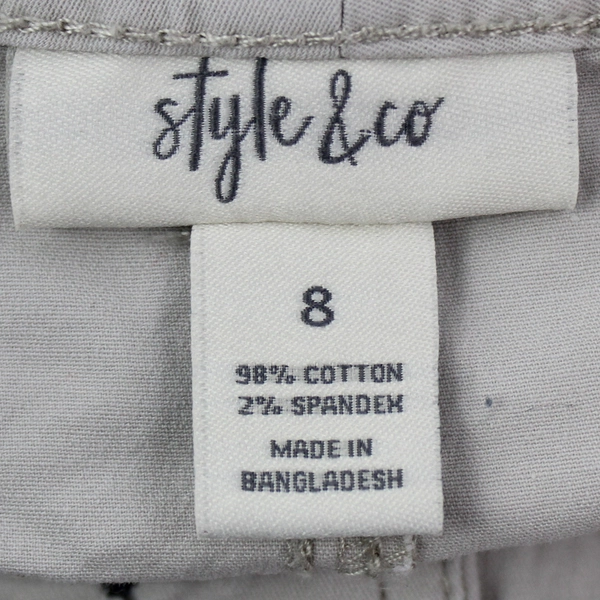 Style & Co Women's Light Gray Capri Cargo Style Cuffed Pants Sz 8 Cotton Blend