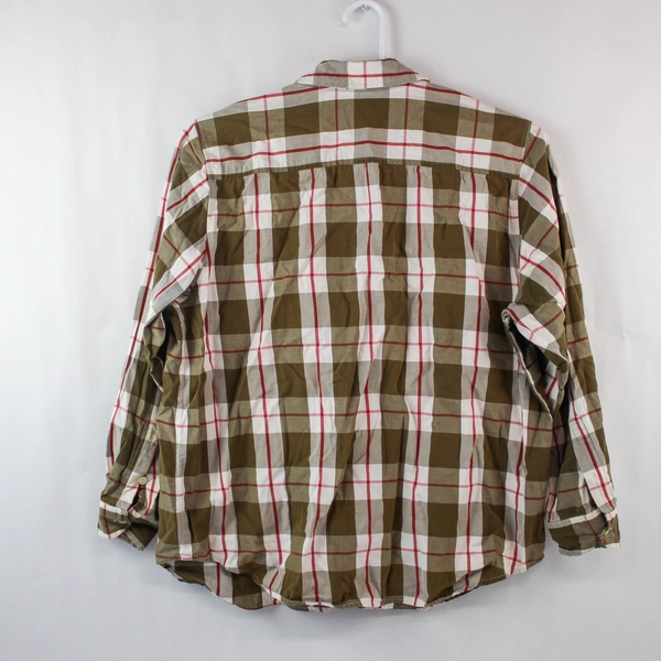 Izod Shirt Top Blouse Women's Size 12 Green White Red Long Sleeves Plaid