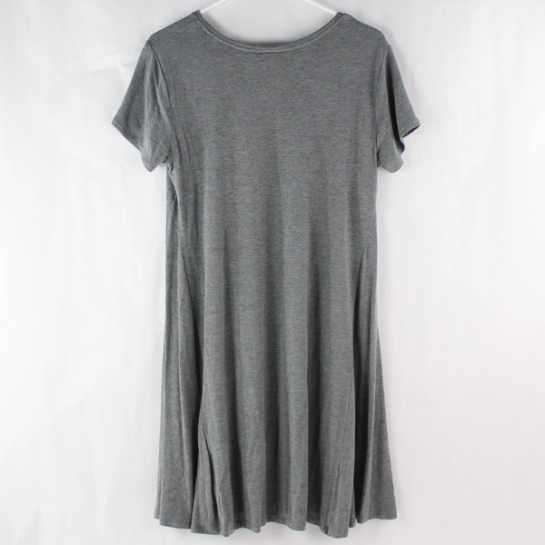 Style & Co Petite Women's Gray Round Neck Short Sleeve T-Shirt Dress Size PL