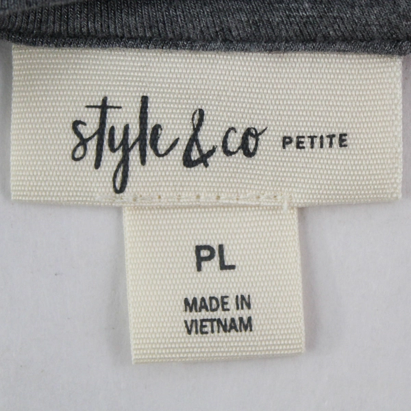 Style & Co Petite Women's Gray Round Neck Short Sleeve T-Shirt Dress Size PL