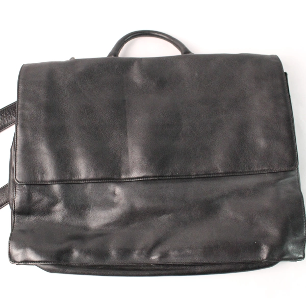 Nordstrom Black Leather Crossbody Shoulder Satchel Office Bag Many Pockets