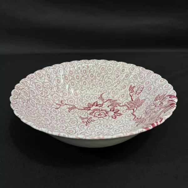 1979 Johnson Brothers Red Lotus Ironstone Round Vegetable Bowl 8.25 Inch