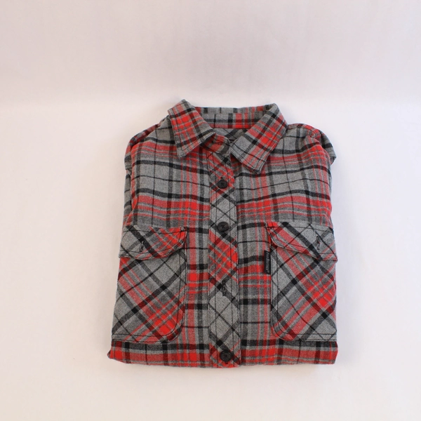 Five Brother Men's Flannel Shirt Red Gray Plaid Size Small Pre-Owned