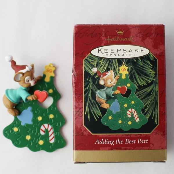 1999 Hallmark Keepsake Ornament Mouse Tree Adding The Best Part Original Box