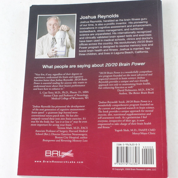 20/20 Brain Power by Joshua Reynolds Calm Sharp Mind 2005 Paperback