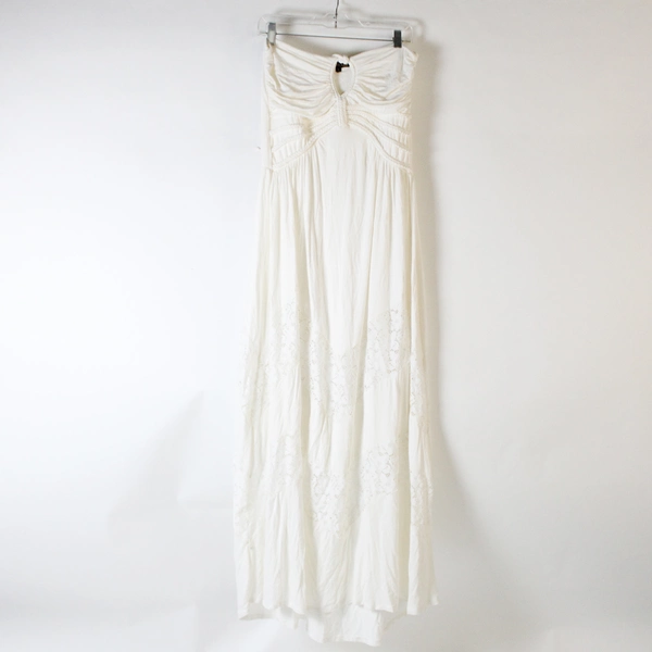 LA Class Long White Summer Dress Women's Size L Sleeveless Halter Neck